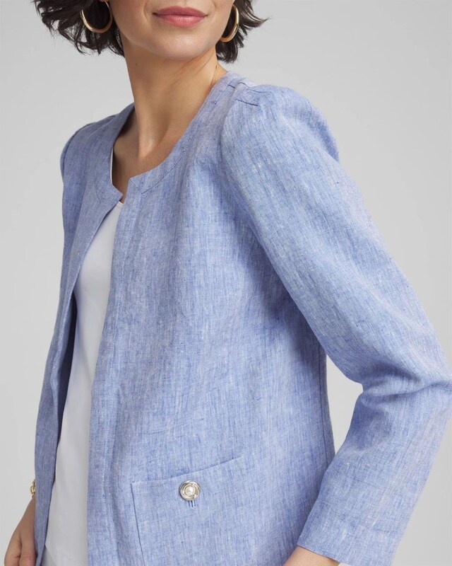 Collarless Linen Blazer - image 4